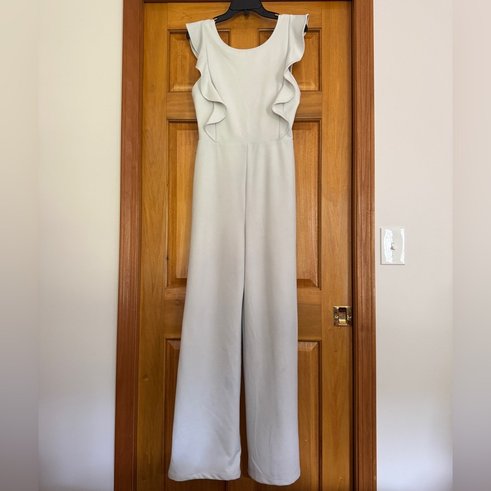 Lulu's White Ruffle Jumpsuit